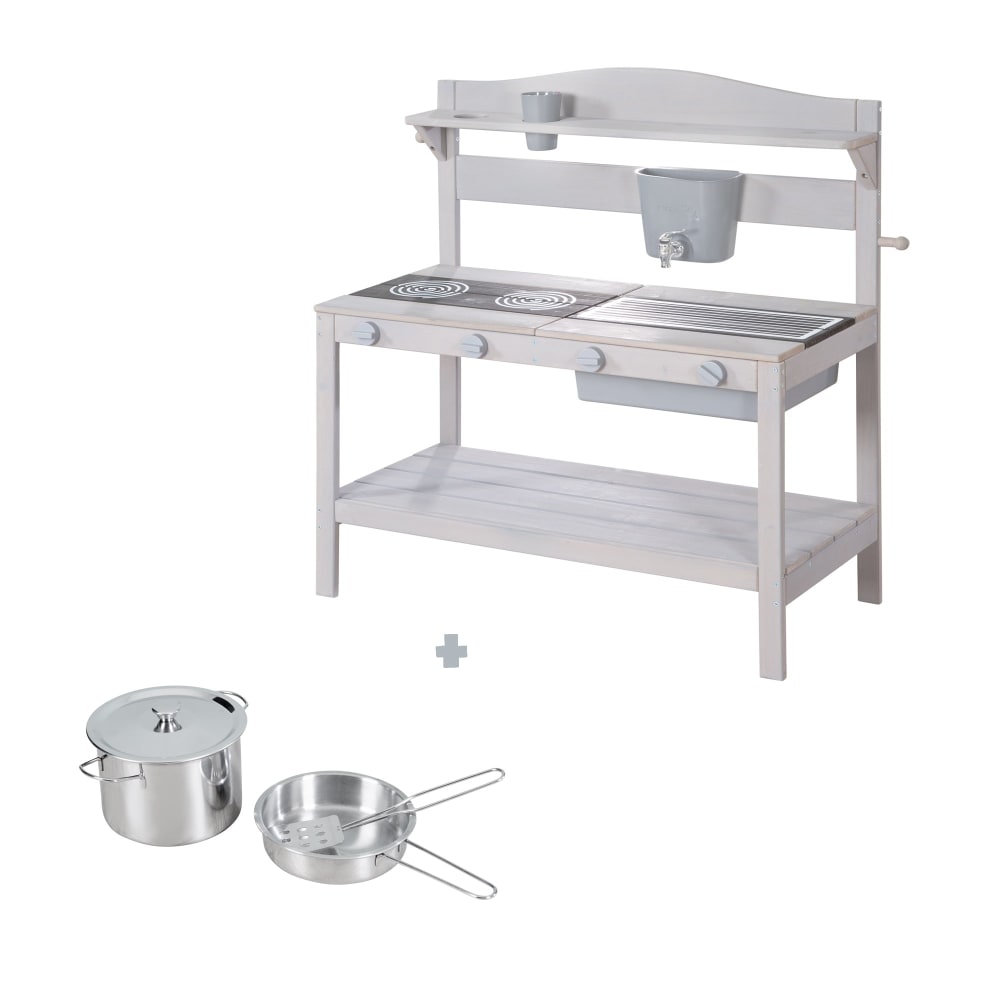 Cuisine de jeu grise en bois massif certifié