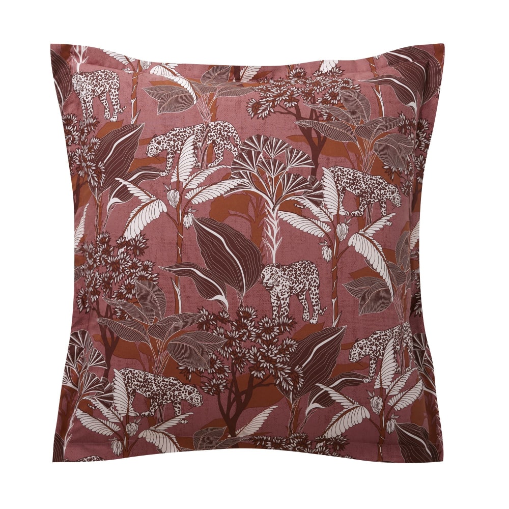 Taie volant en coton rose bois de rose 50x70cm