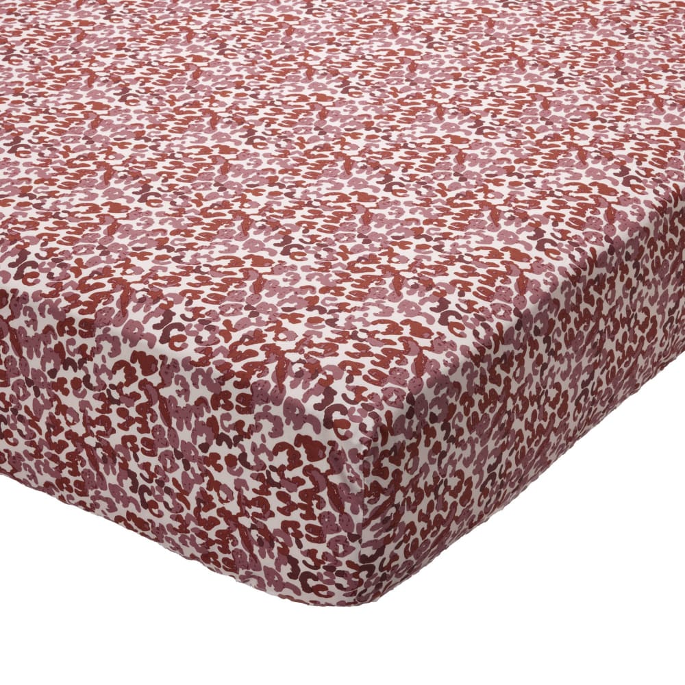 Drap-housse en coton rose bois de rose 140x190x28cm