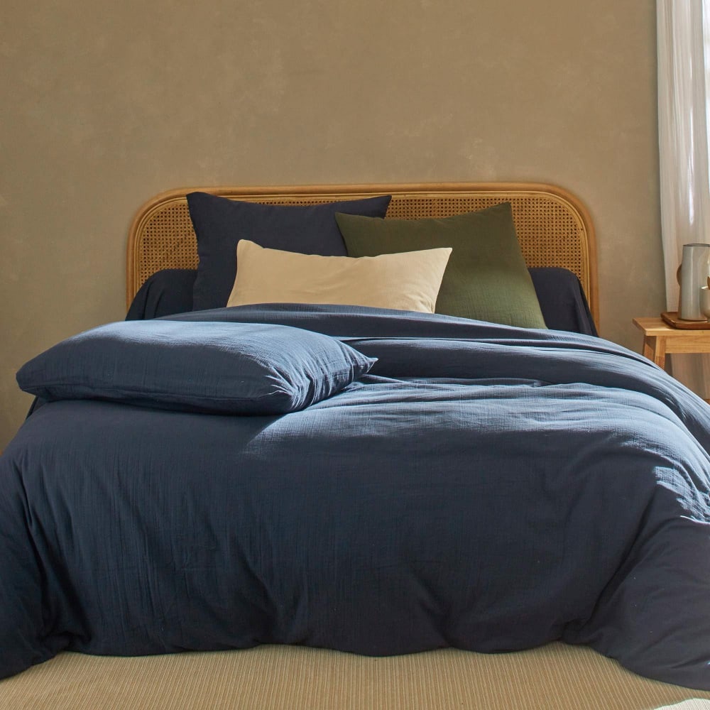 Housse de couette en coton bleu denim 260x240cm
