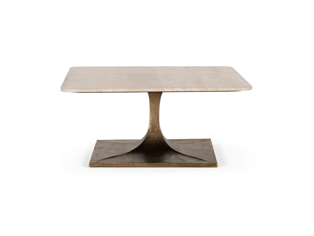 Table basse avec plateau en marbre et structure en bronze