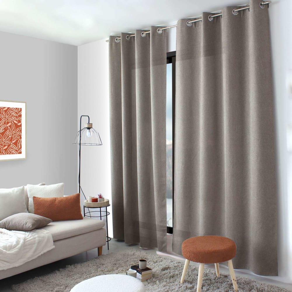 Rideau aspect chenillé taupe 140 x 240 cm — vue 4