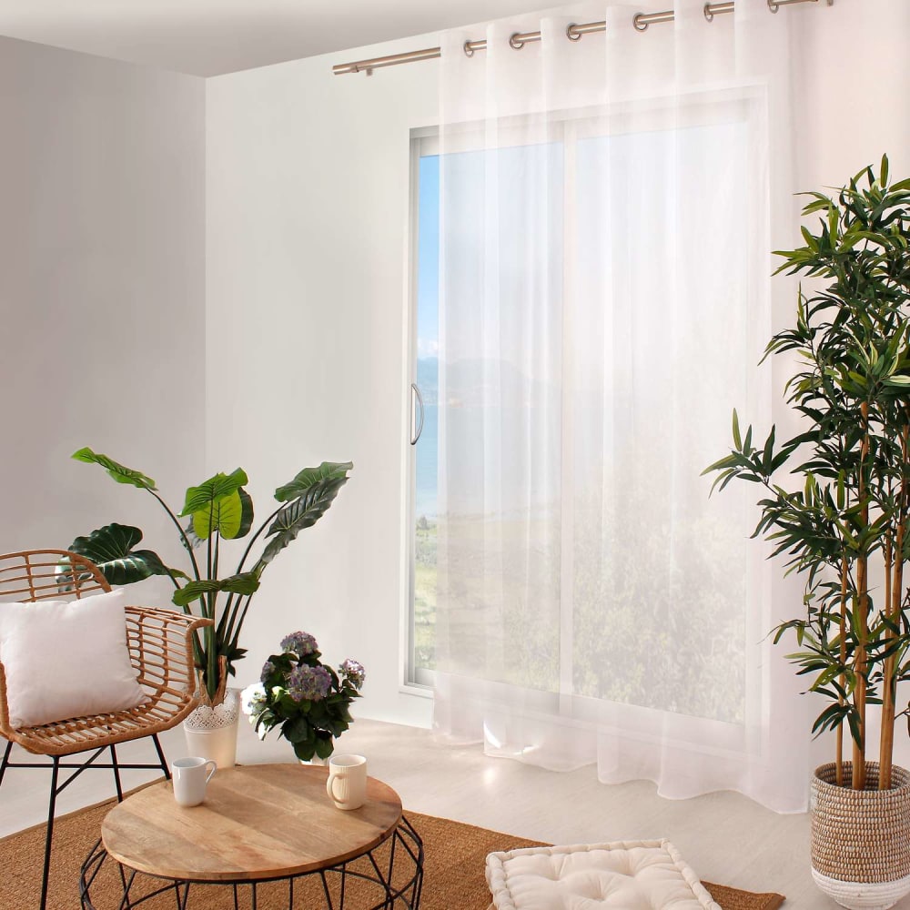 Voilage sablé grande largeur blanc 240 x 240 cm