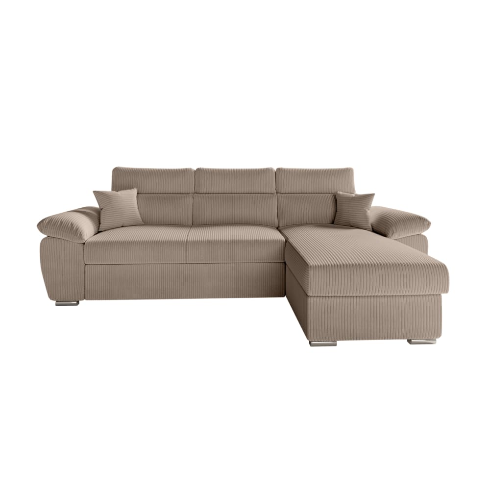 Canapé d'angle reversible convertible en velours côtelé - Taupe