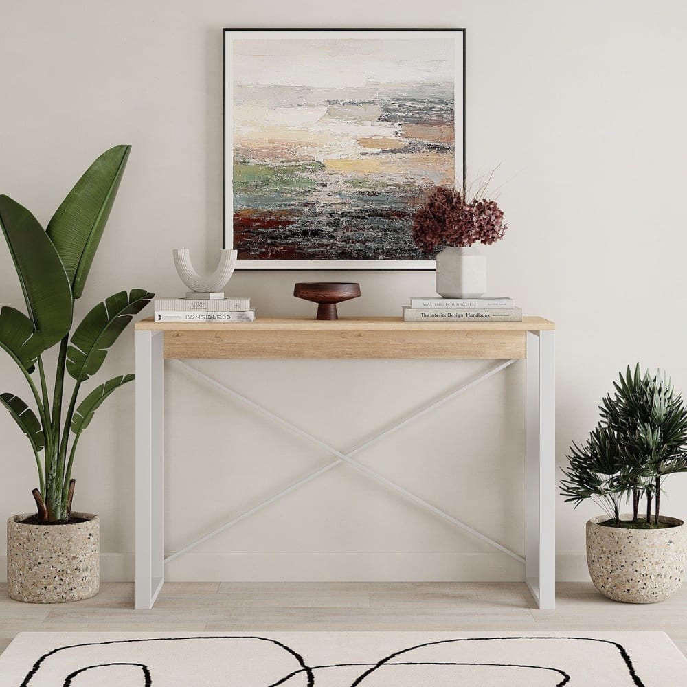 Console 110 cm - chêne et blanc - Maisons du Monde