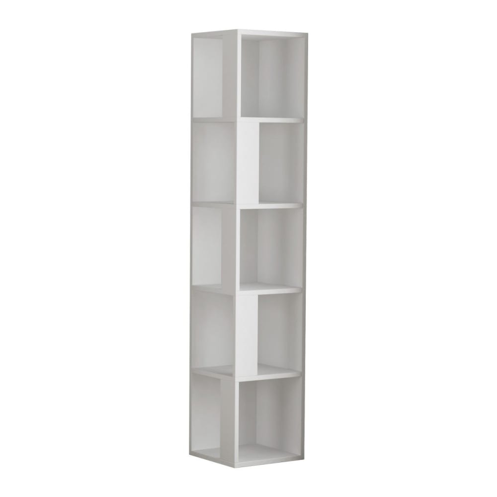 Calicosy Etagère d'angle 5 tablettes blanc - h161 cm style contemporain Blanc Panneau De Particules - 34x161x34cm