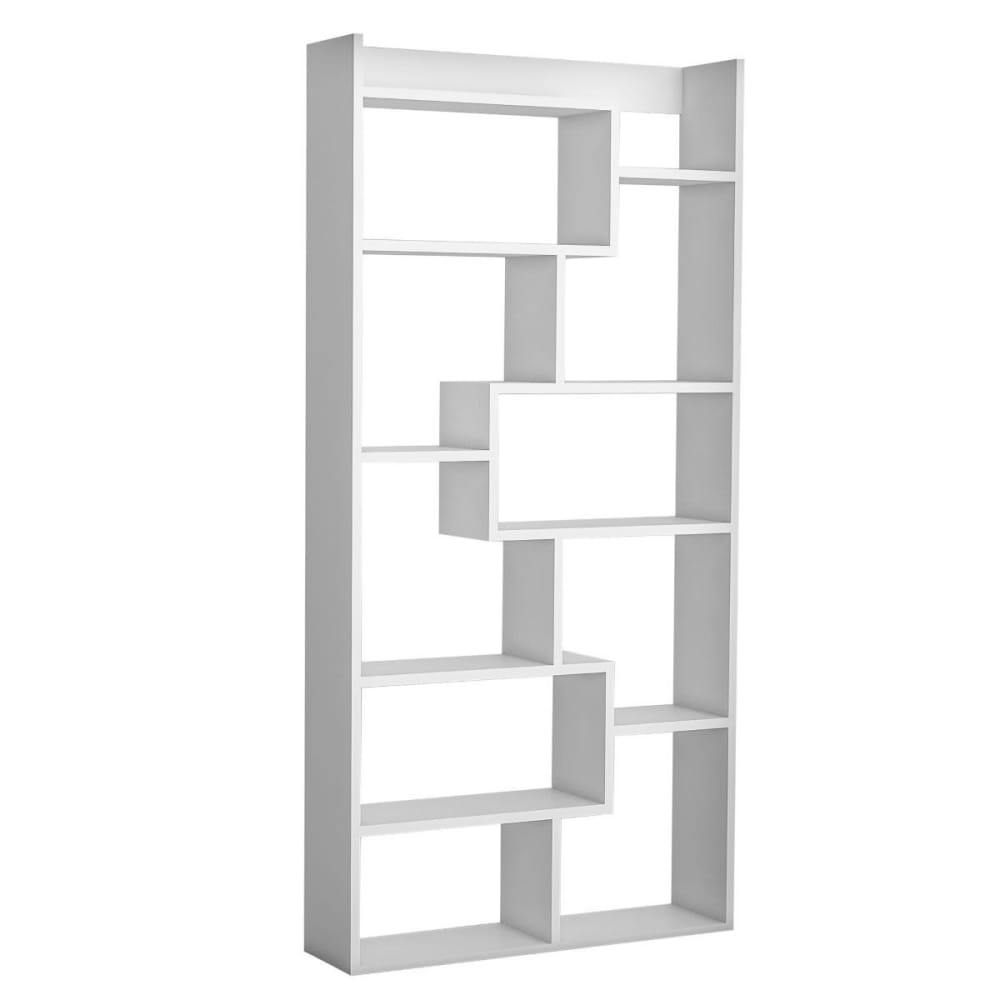 Calicosy Etagère 12 tablettes - L90 cm - Blanc style contemporain Blanc Panneau De Particules - 90x182x22cm