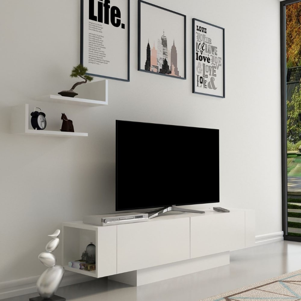 Meuble tv 2 portes blanc - l150 cm - Maisons du Monde
