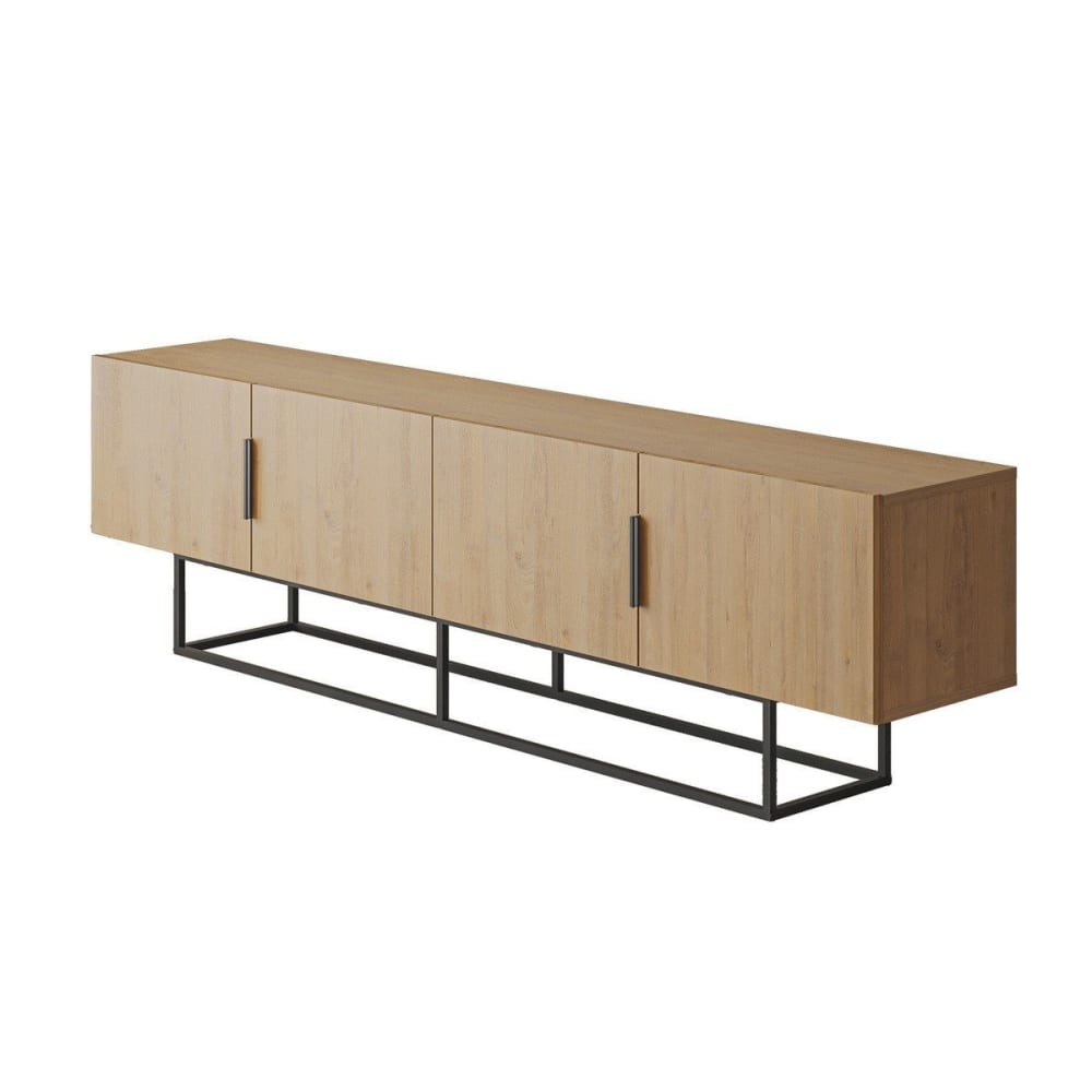 Meuble TV 4 portes avec pieds en métal L200 cm - Marron