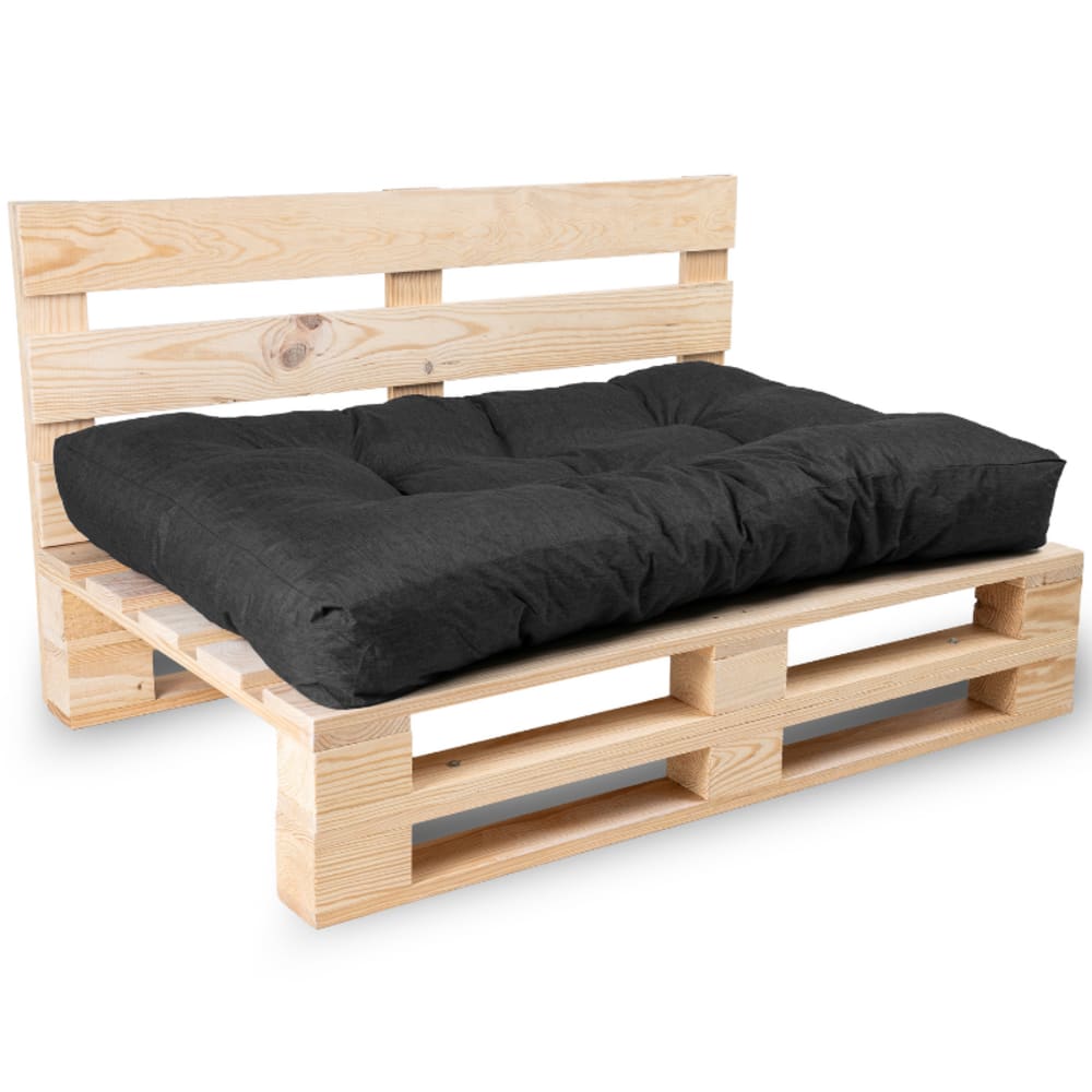 Palettenkissensitz aus Polyester 120x80x15 cm, schwarz - Maisons