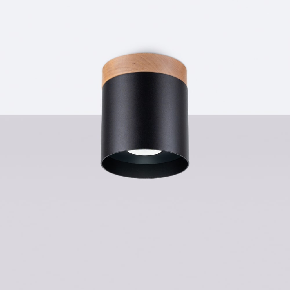 Plafonnier Bois Noir/Bois Naturel GU10 1 Rif — vue 3