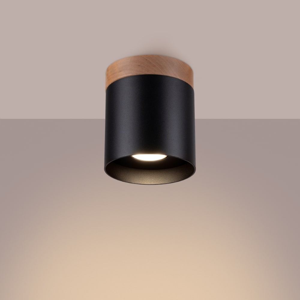 Plafonnier Bois Noir/Bois Naturel GU10 1 Rif — vue 4