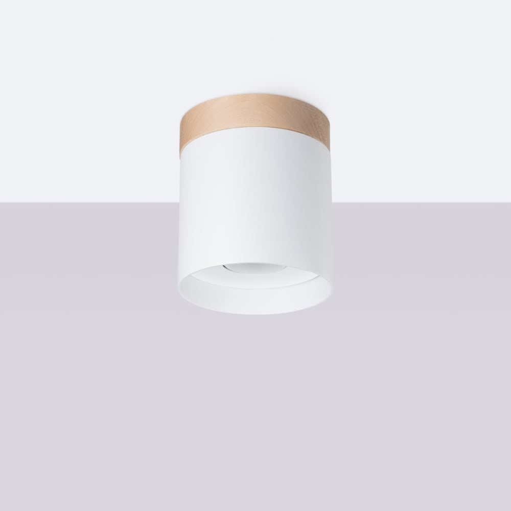 Plafonnier Bois Blanc/Bois Naturel GU10 1 Rif — vue 3