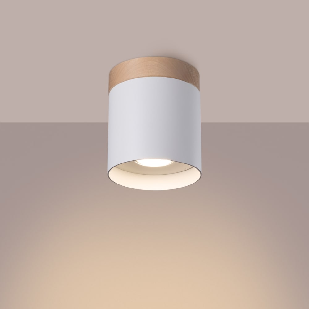 Plafonnier Bois Blanc/Bois Naturel GU10 1 Rif — vue 4