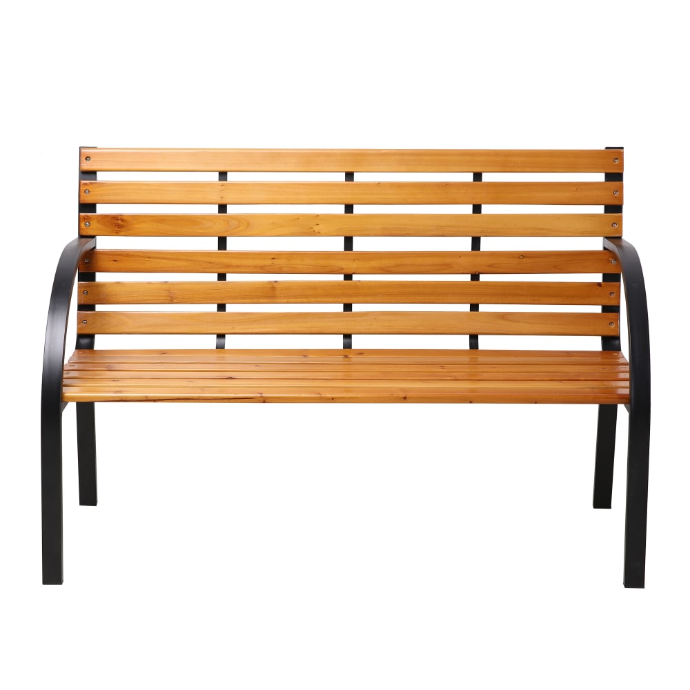 Banc de jardin pour 2 personnes, en bois, marron, 122x60x83 cm