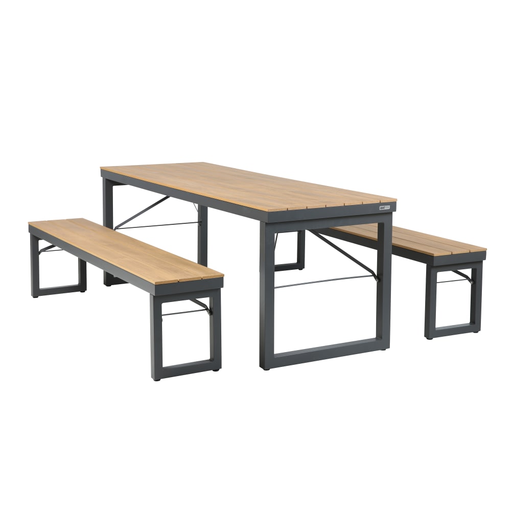 Table de pique-nique, 8 personnes, pliable en aluminium, anthracite