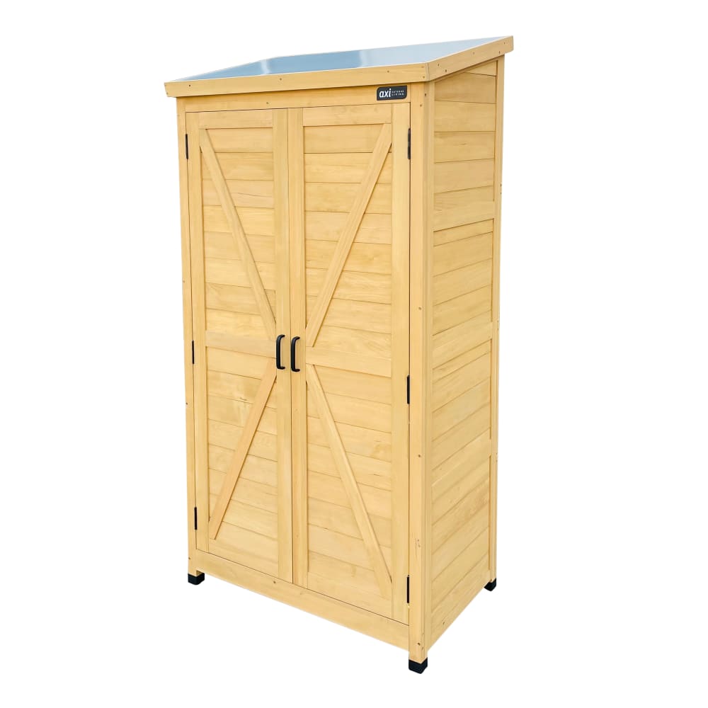 Armoire de jardin, 3 étagères, en bois FSC, marron, 85 x 52 x 174 cm
