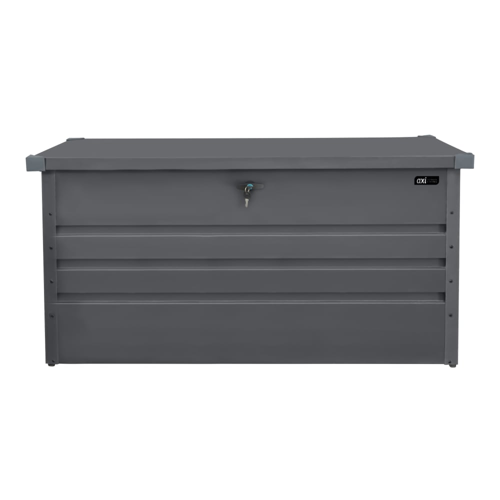 Axi Gartenbox aus Metall mit Boden & Schloss 132x60x62cm, 400L, anthrazit style modern Grau Metall