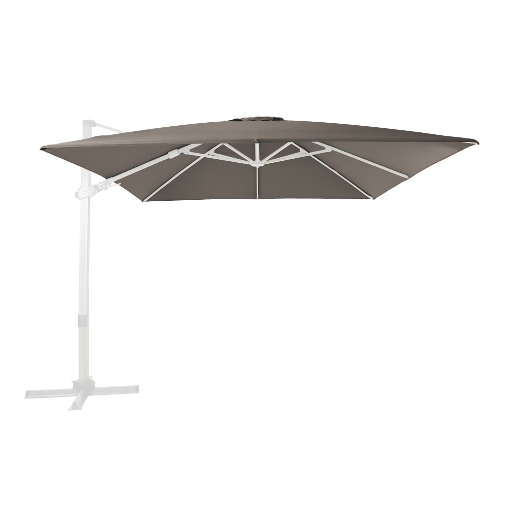 Parasol rectangulaire, déporté, aluminium, blanc/taupe, 300x300cm