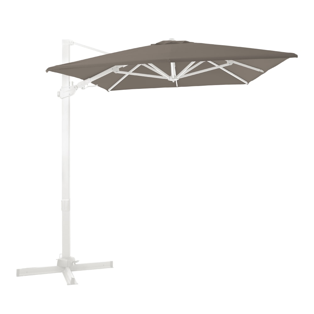 Parasol déporté carré, inclinable, aluminium, blanc/taupe, 200x300cm