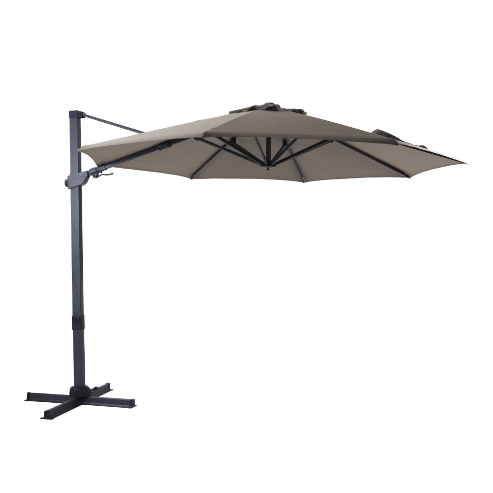 Parasol déporté rond, inclinable, aluminium anthracite/taupe, Ø 300cm