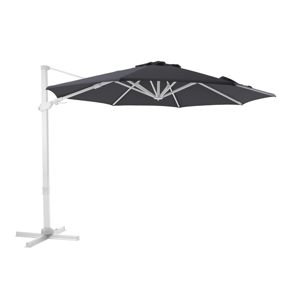 Parasol déporté rond, inclinable, aluminium blanc/gris, Ø 300cm