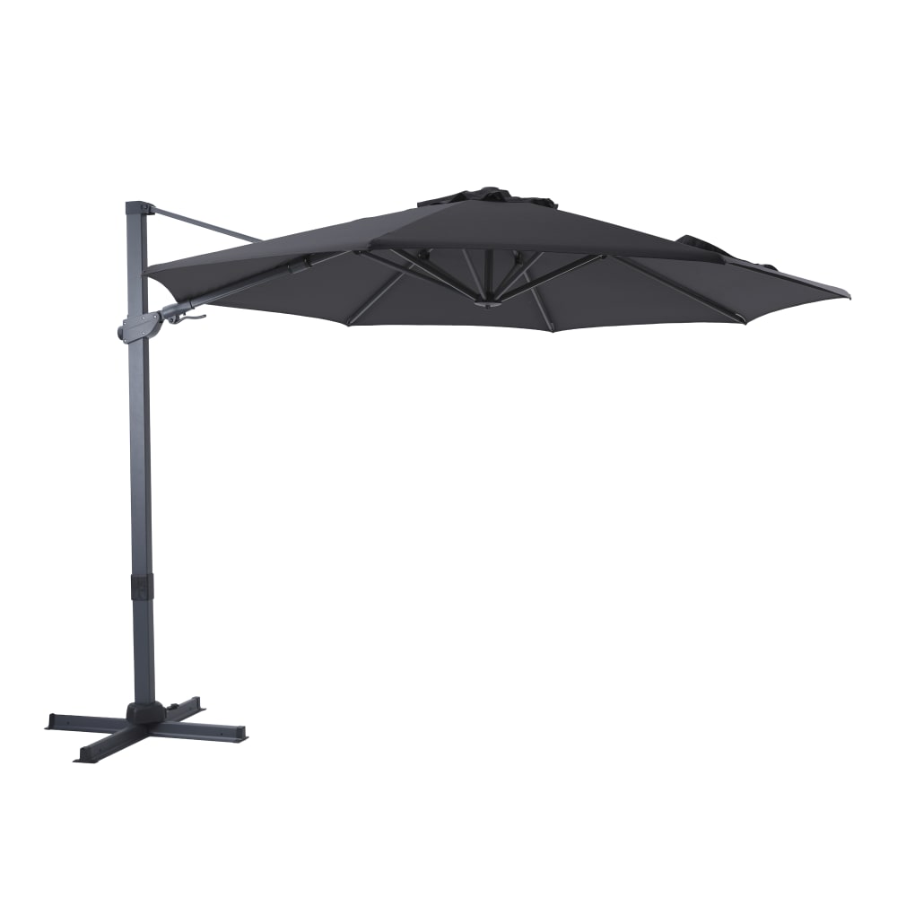 Parasol déporté rond, inclinable, aluminium anthracite/gris, Ø 300cm