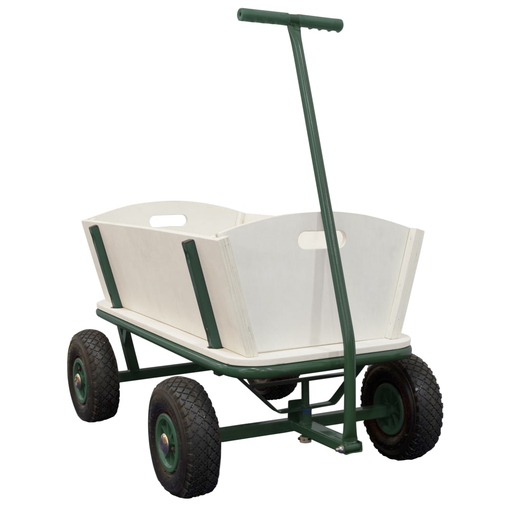 Bollerwagen aus Holz mit Luftreifen 94x61x97cm, grün - Maisons Du