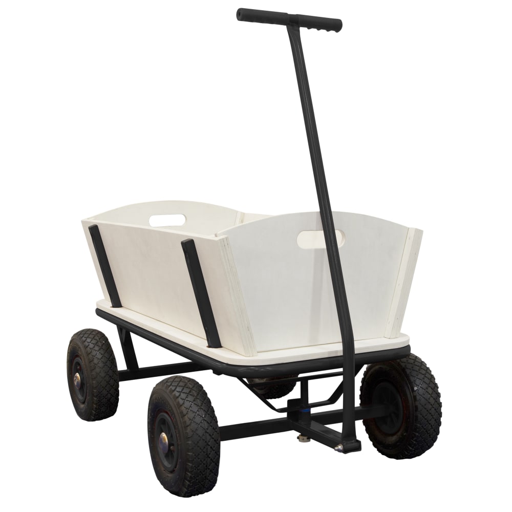 Bollerwagen aus Holz mit Luftreifen 94x61x97cm, schwarz - Maisons