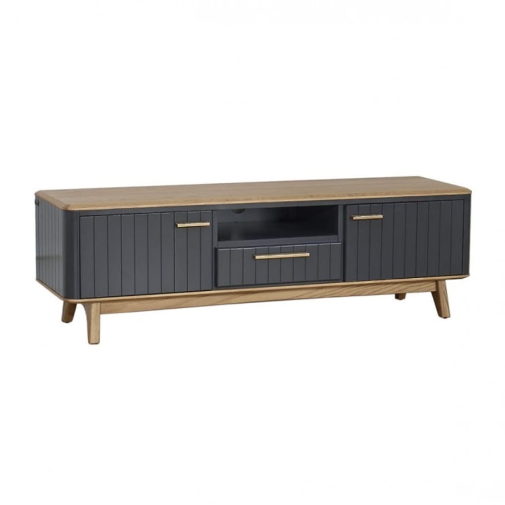 Meuble TV style contemporain 160 cm en chêne gris anthracite