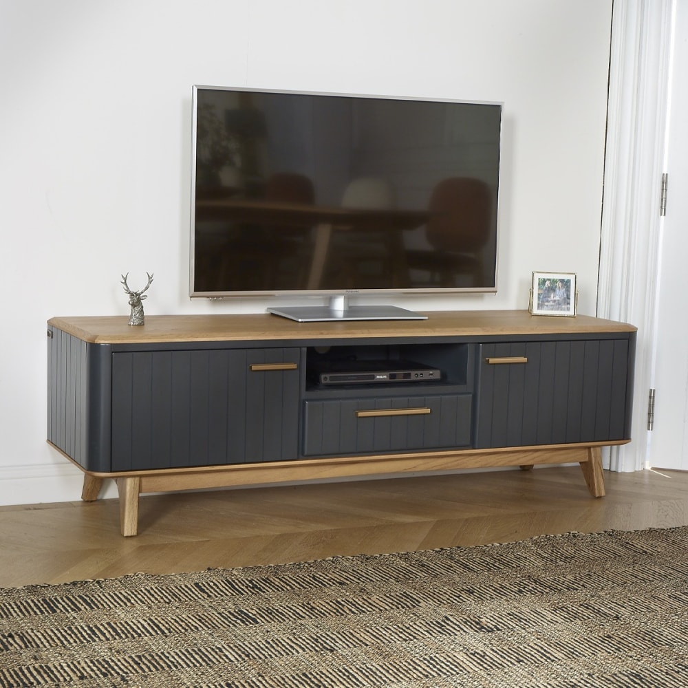Meuble tv style contemporain 160 cm en chêne gris - Maisons du Monde