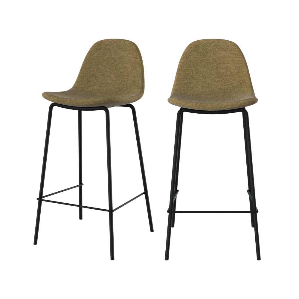 Maison Pavane Set aus 2 Stühlen für die Kücheninsel aus khakigrünem Stoff 65,5 cm style modern - Stoff