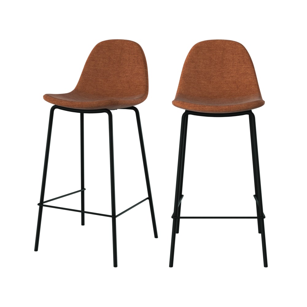 Maison Pavane Set aus 2 Terrakotta-Stoffstühlen für die Kücheninsel 65,5 cm style modern orange Stoff