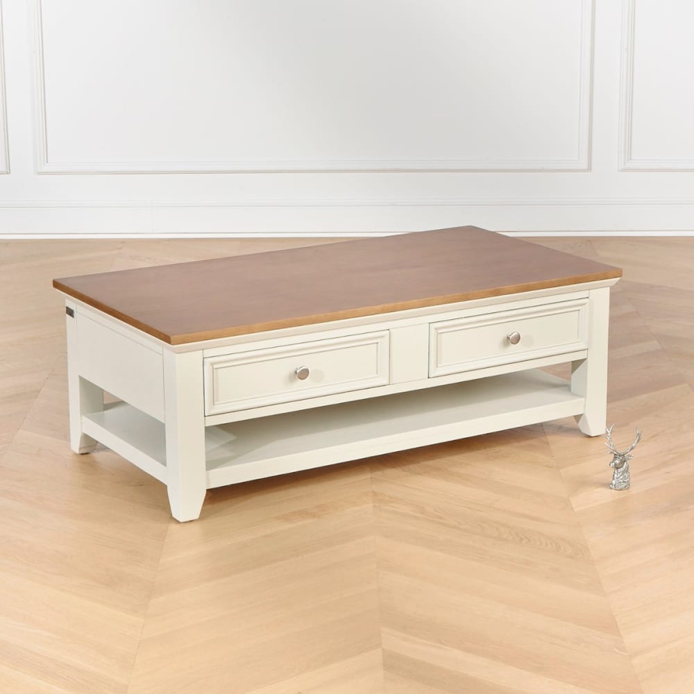 Table basse rectangulaire style contemporain, double blanc - Maisons du Monde
