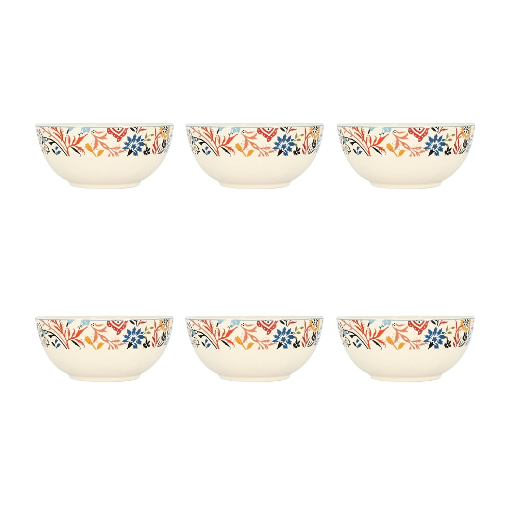 Lot de 6 bols à motif floral coloré 600ml