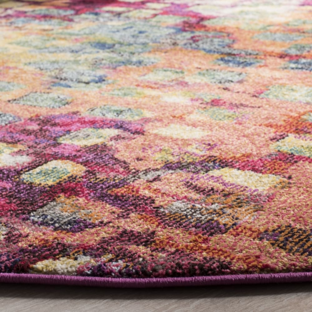 Tapis bohème chic en polypropylène rose/multicolore, 122 cm — vue 4