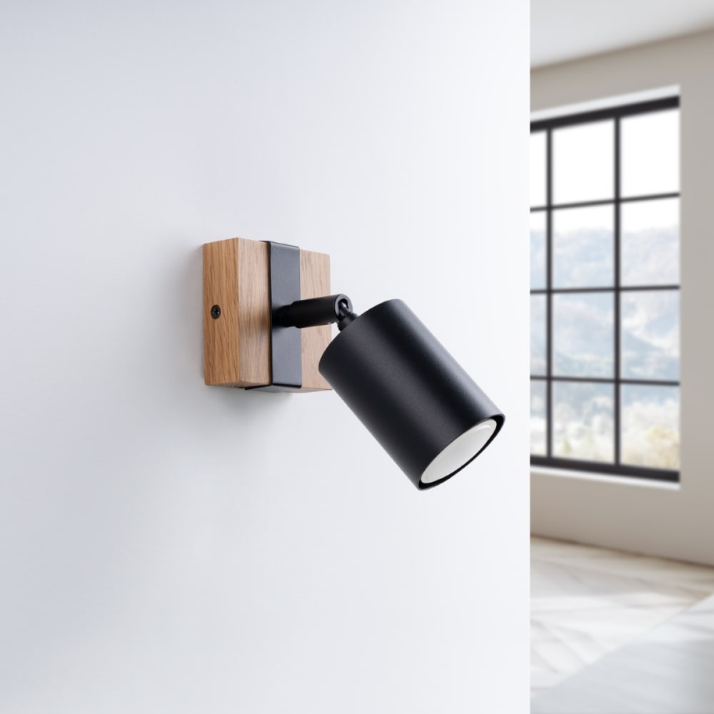 Applique Acier Noir/Bois Naturel GU10 1 Fager - Maisons du Monde