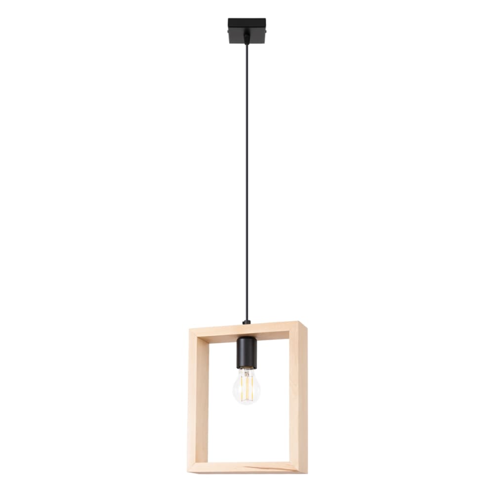 Lampe suspendue acier/bois H 133 cm