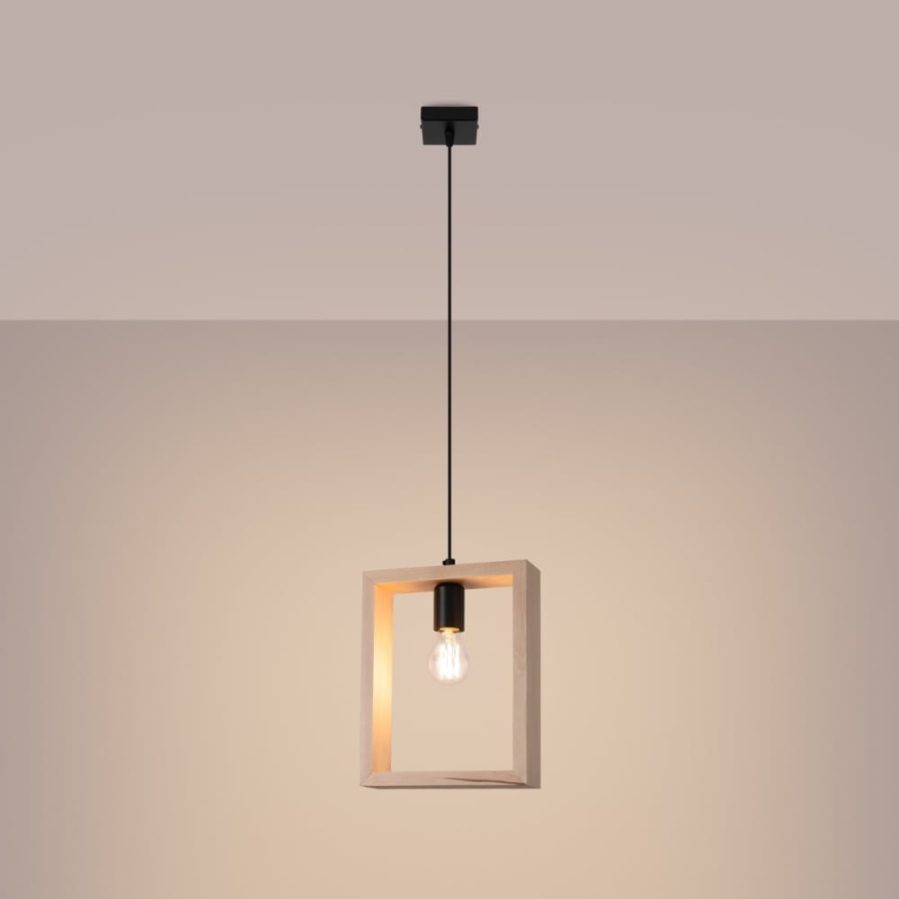 Suspension Acier Bois Naturel E27 1 Aries — vue 4