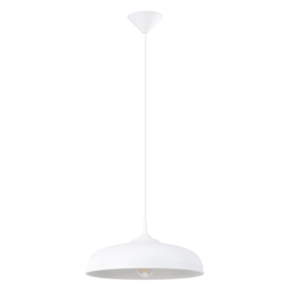 Lampe suspendue acier blanc H 74 cm