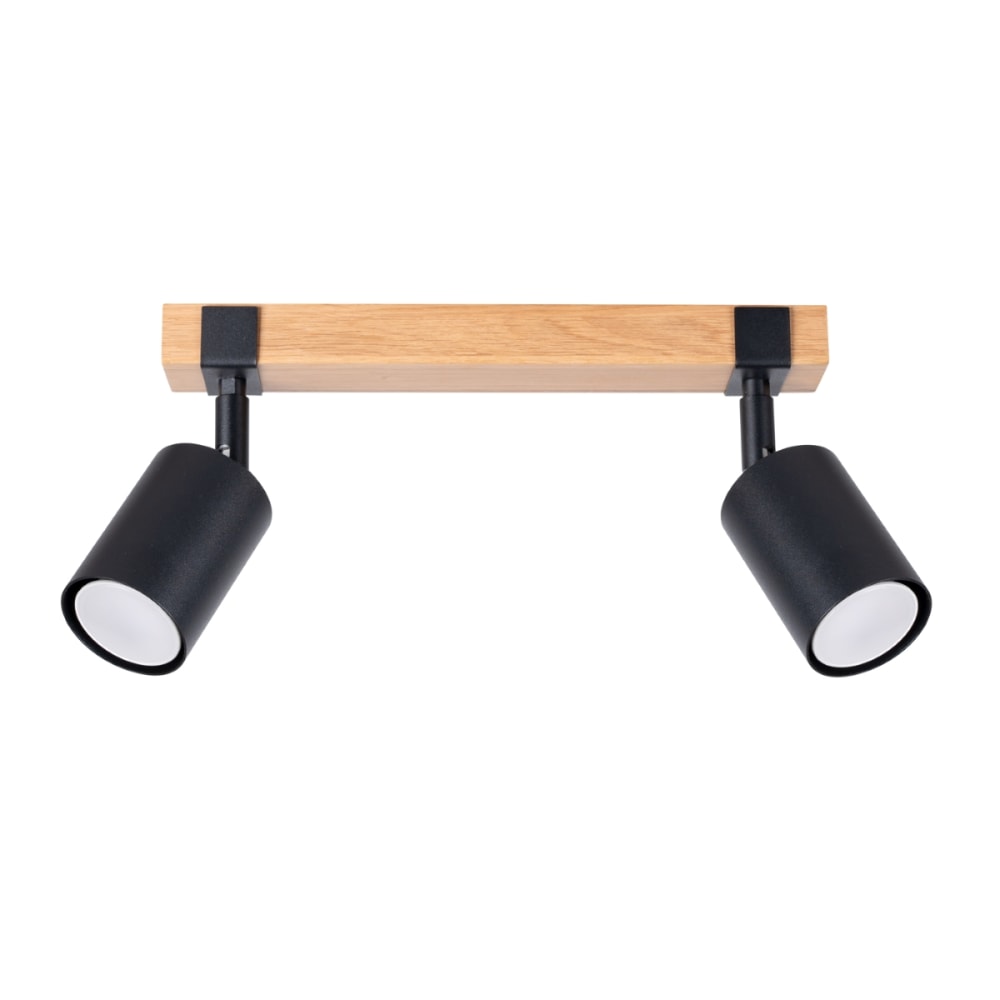 plafonnier Acier Noir/Bois