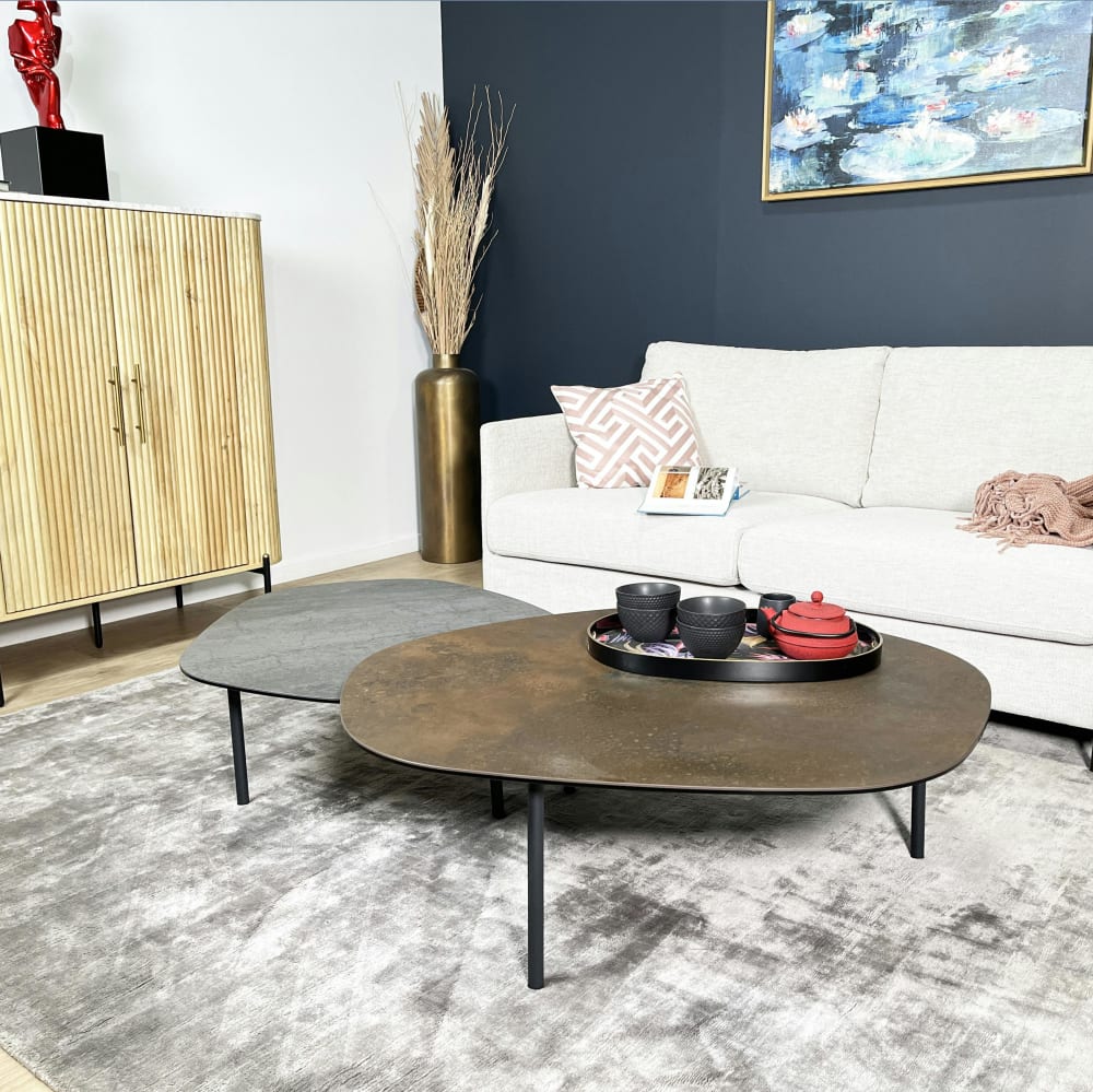Pier import Tables basses gigognes modernes en céramique rouille et grise style contemporain Multicolore Céramique - 103x34x89cm