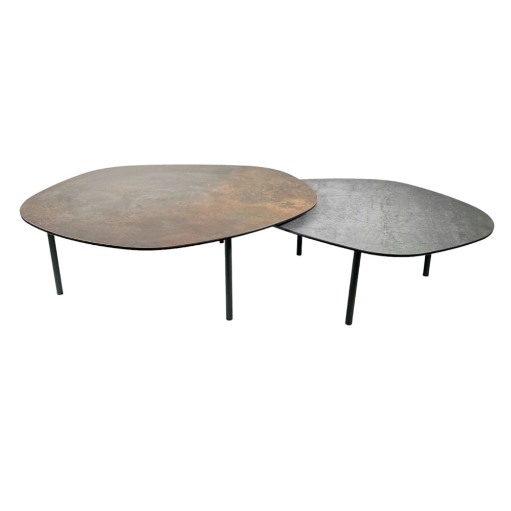 Tables basses gigognes modernes en céramique rouille et grise - Maisons du Monde