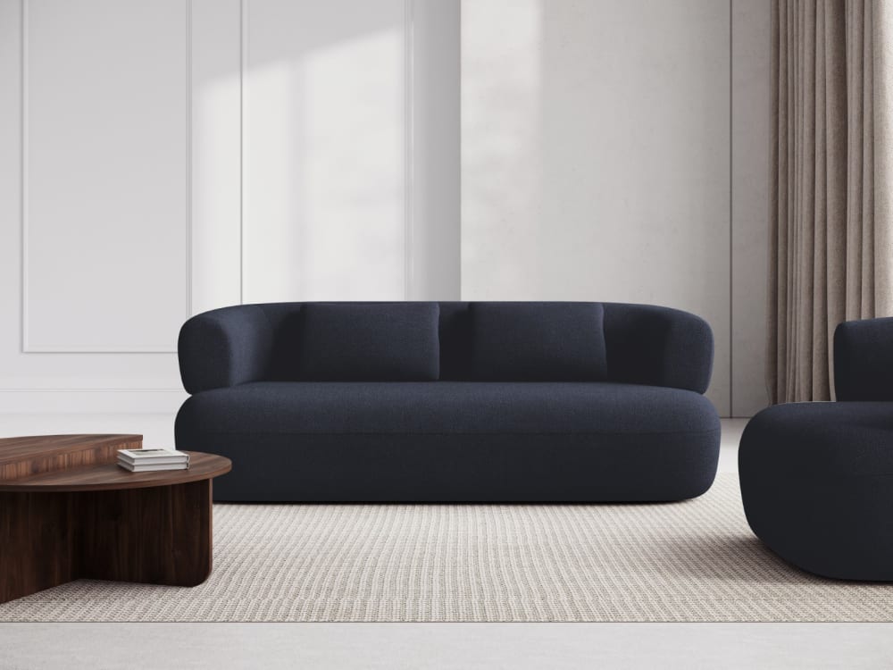 Canapé 3 places en tissu bouclé bleu foncé - Maisons du Monde