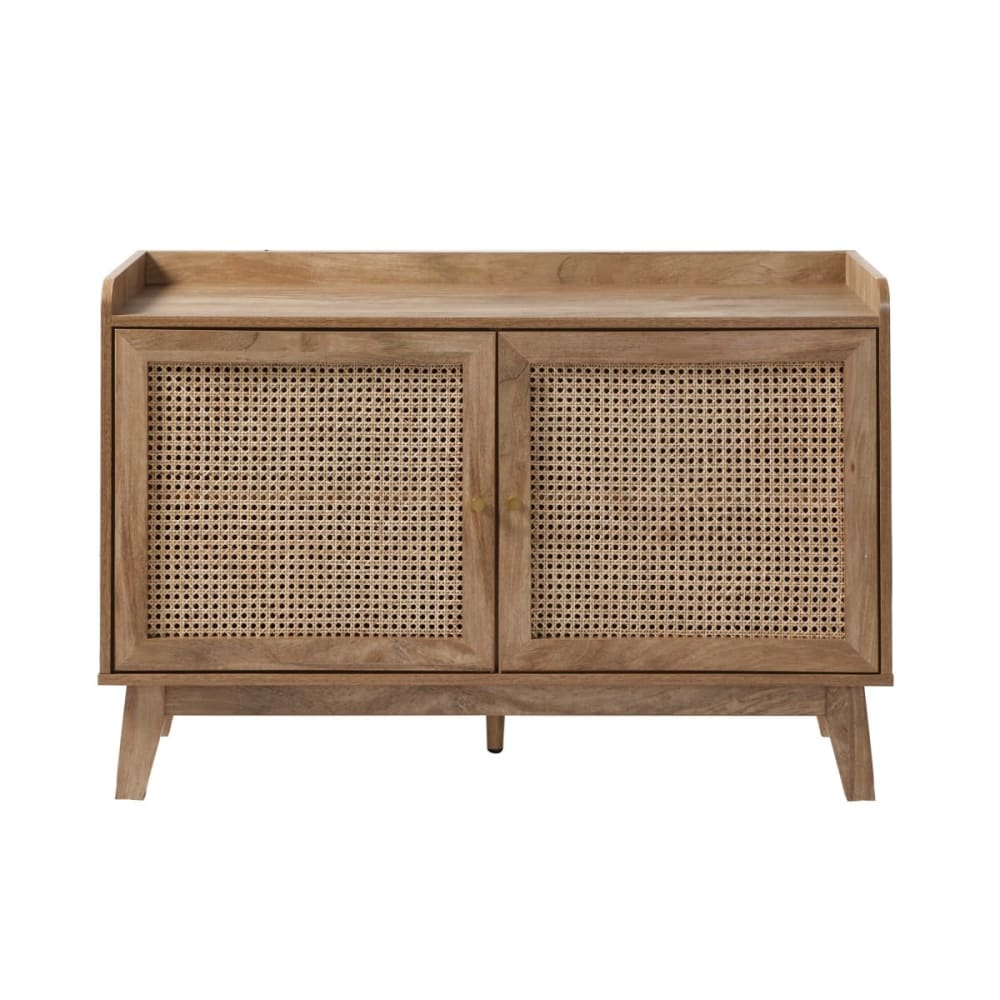 Calicosy Anrichte mit 2 Türen und Geflecht Rattan - L110 cm style exotic Beige Spanplatte