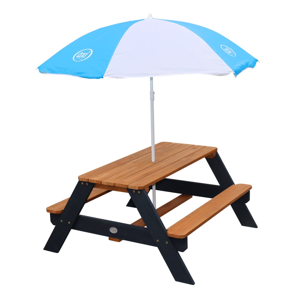 Table de pique-nique pour enfants avec parasol,bois, gris/marron - Maisons du Monde