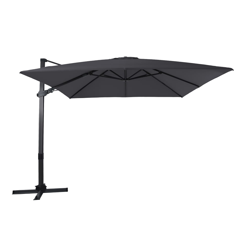 Parasol déporté carré, inclinable, aluminium anthracite, 300x300cm