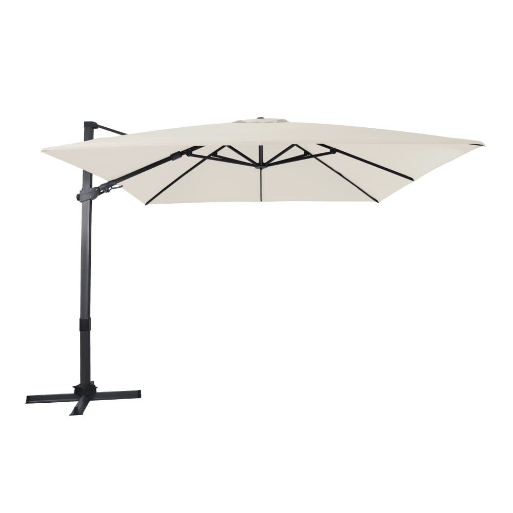 Parasol déporté carré, inclinable, aluminium anthracite, 300x300cm