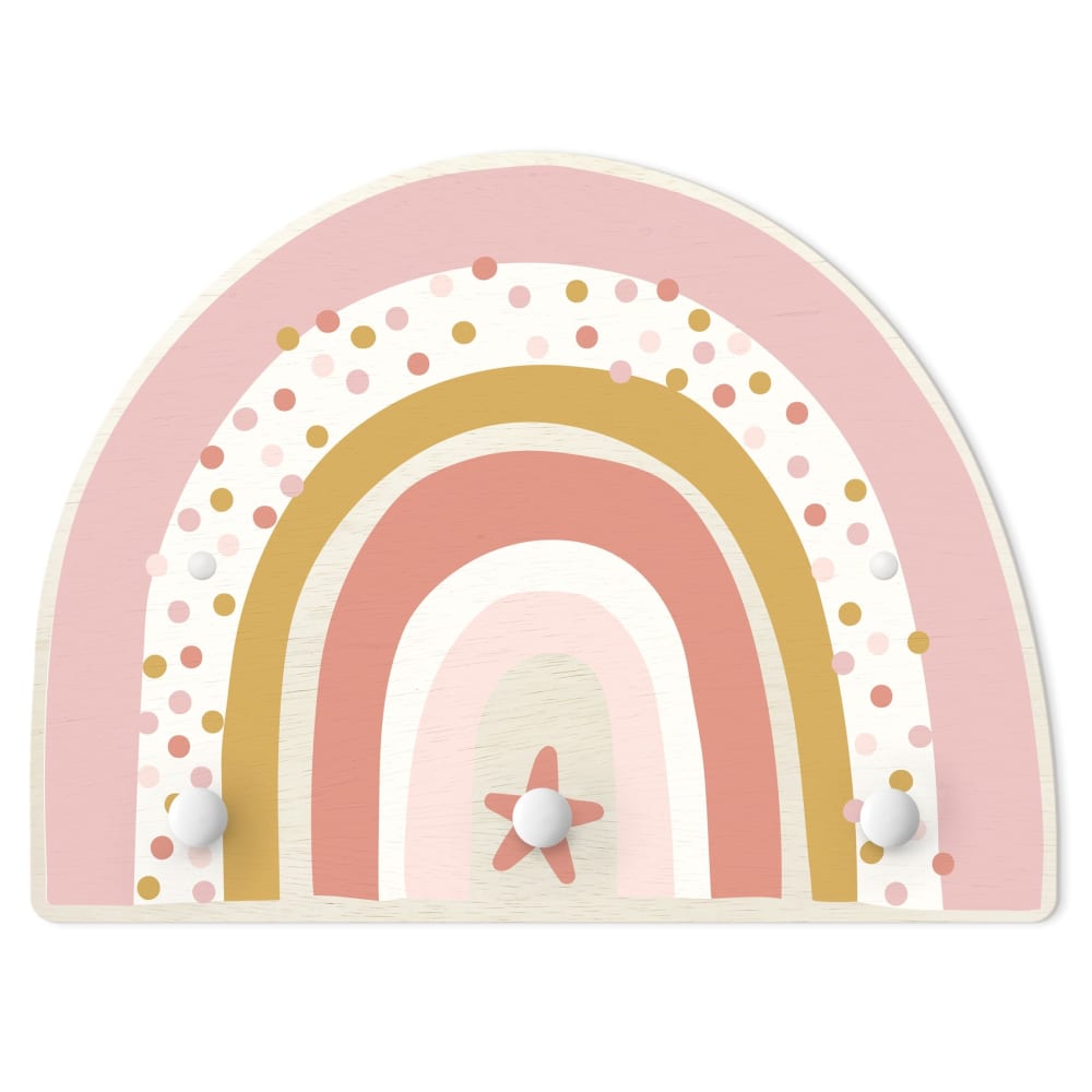 micasia Kindergarderobe Holz - Regenbogen Punkte Stern, rosa 40 x 30 cm style classic chic Öko-Tex Zertifikat Holz Kinder