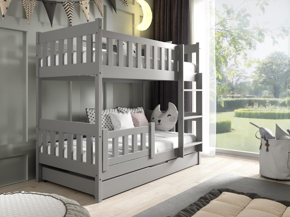 Etagenbett Massivholz Kiefer Grau 80x190 - Maisons Du Monde